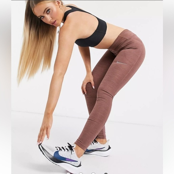 Nike Running Fast Mid Rise Dri-Fit Tights in Mauve XS - Picture 3 of 12